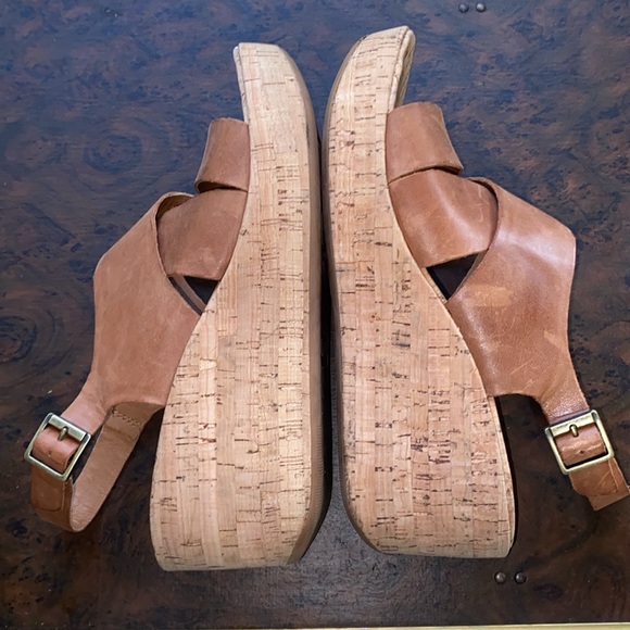 Korks by Kork Ease Brown Leather Slingback Buckle Adela Wedge Sandals Size 10 - Picture 6 of 9